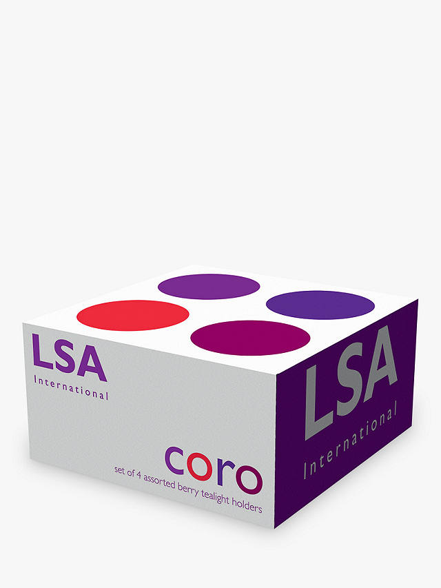 LSA International Coro Tealight Holder, Set of 4, Berry