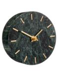 John Lewis Marble Analogue Mantel Clock, Green/Brass, 14cm