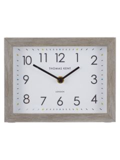 Thomas Kent Smithfield Rectangular Wood Finish Mantel Clock, 21cm, Grey
