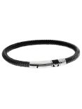 Emporio Armani Men's  Braided Leather Bracelet, Black/Silver