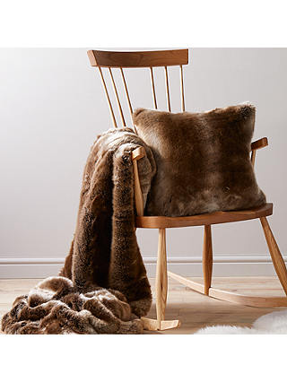 John Lewis & Partners Faux Fur Cushion, Golden Brown