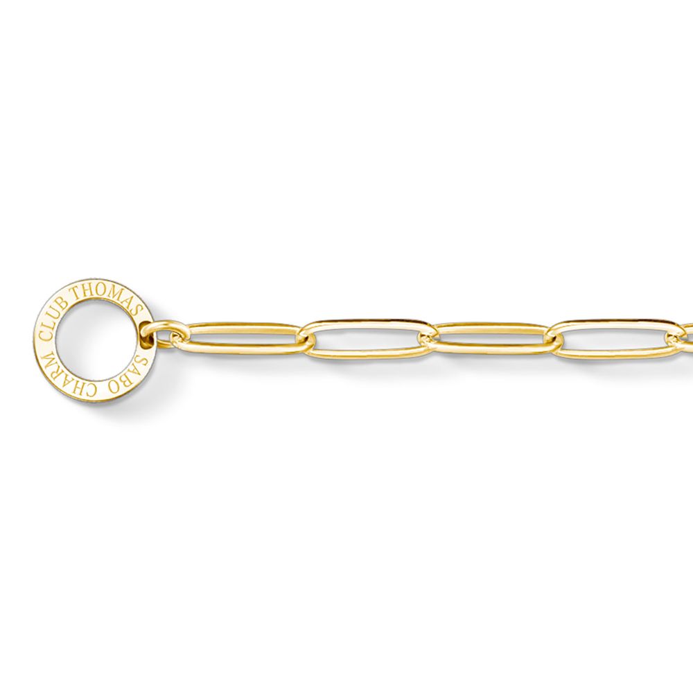 THOMAS SABO 18ct Gold Paper Clip Charm Bracelet, Gold