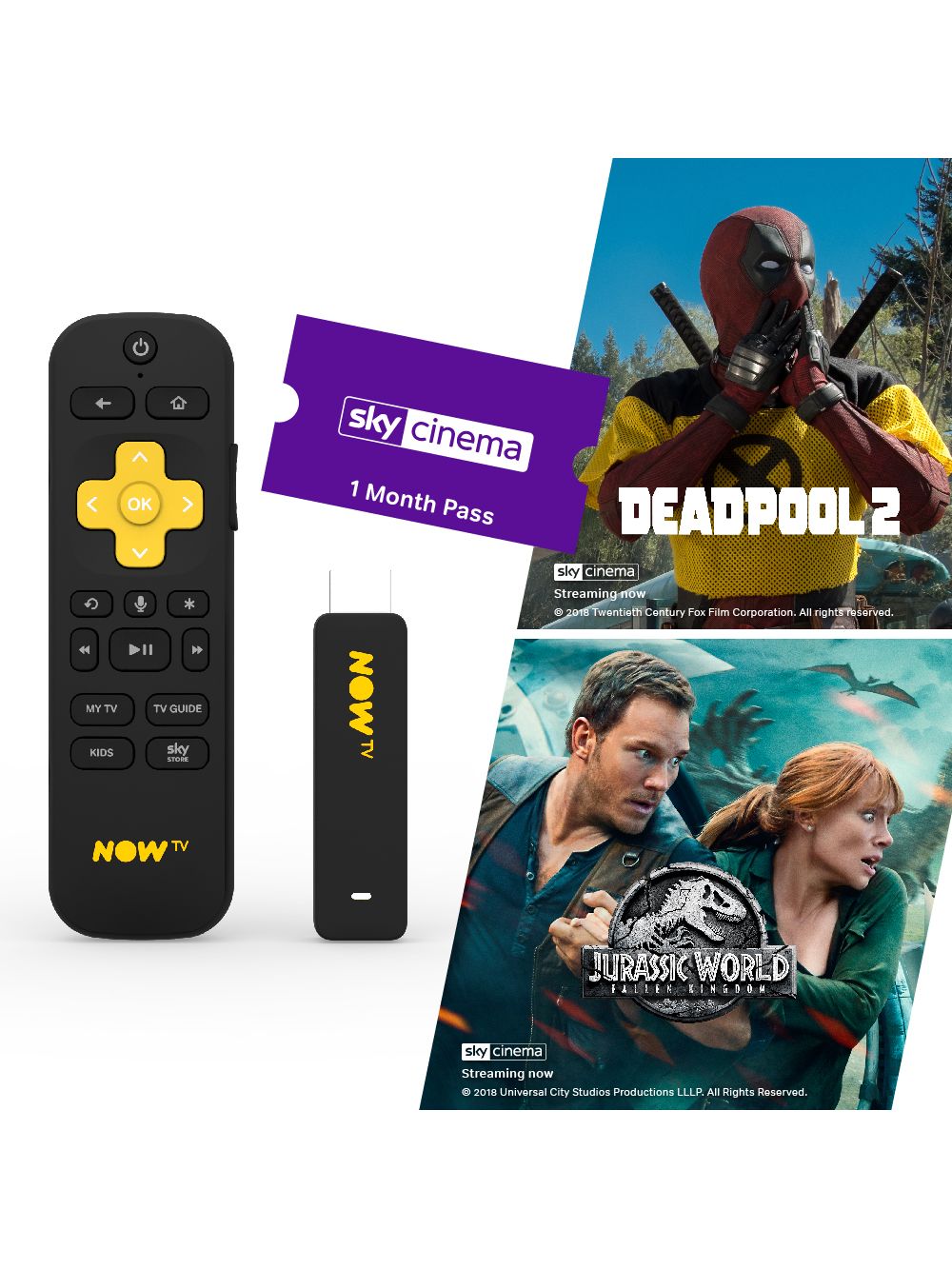 NOW TV Smart Stick with HD, Voice Search & 1 Month Sky Cinema Pass