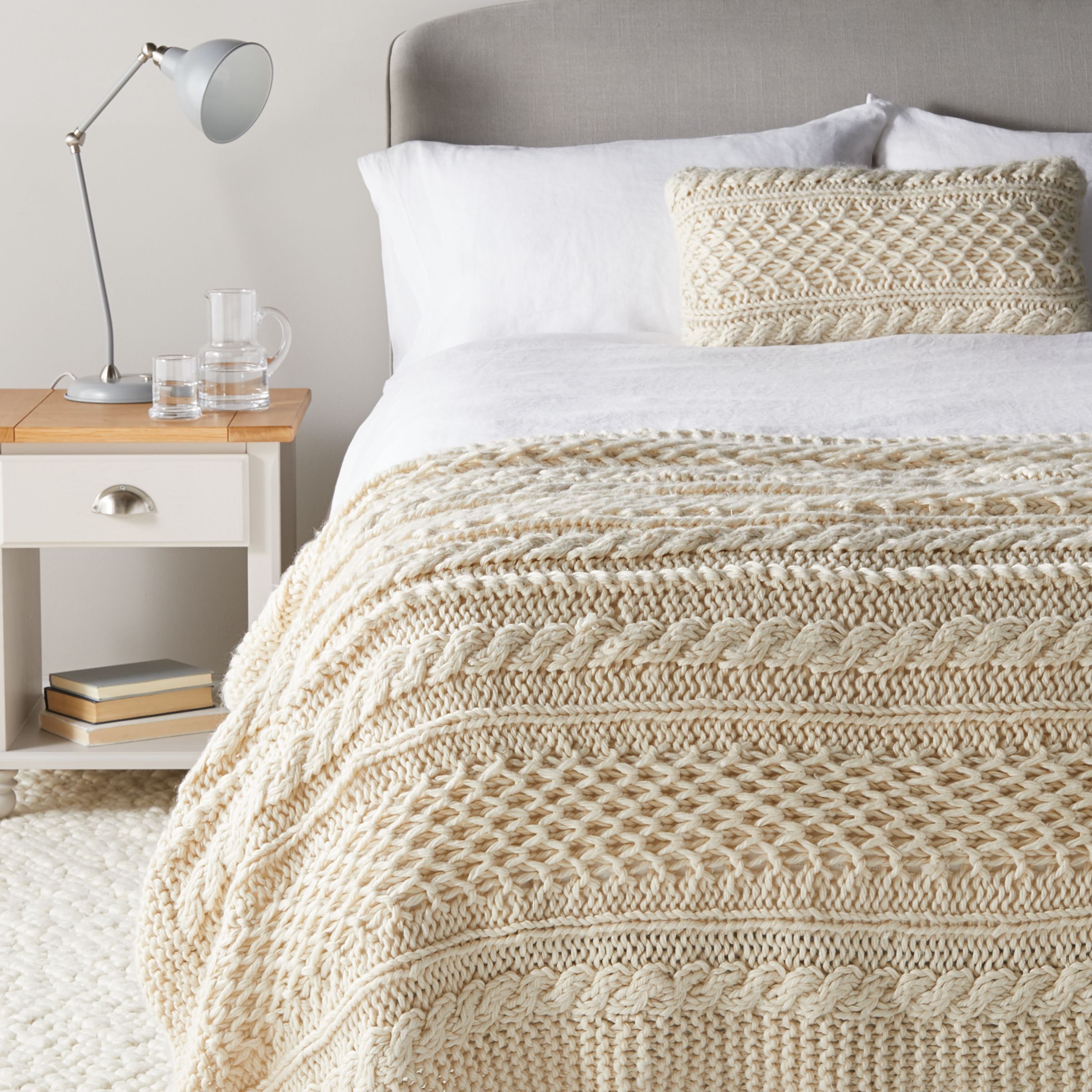 John Lewis & Partners Chunky Knit Throw, Natural