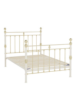 Wrought Iron And Brass Bed Co. George Bed Frame, Double, Ivory