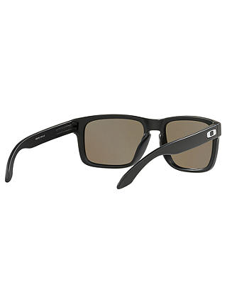 Oakley OO9102 Men's Holbrook Prizm Polarised Square Sunglasses, Black/Mirror Blue