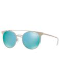 Michael Kors MK1030 Women's Grayton Round Sunglasses, Silver/Mirror Blue