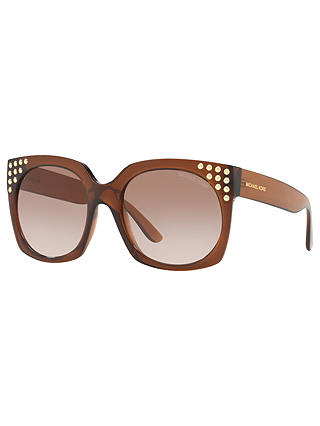 Michael Kors MK2067 Women's Destin Studded Square Sunglasses, Tan/Brown Gradient