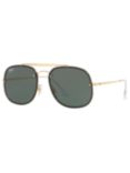 Ray-Ban RB3583 Unisex Square Sunglasses, Gold/Green