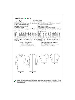 Vogue Women's Dress And Top Sewing Pattern, 1575