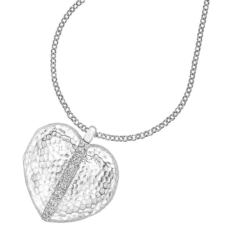 Buy Dower & Hall Large Sterling Silver Heart Sapphire Locket, Silver/White Online at johnlewis.com