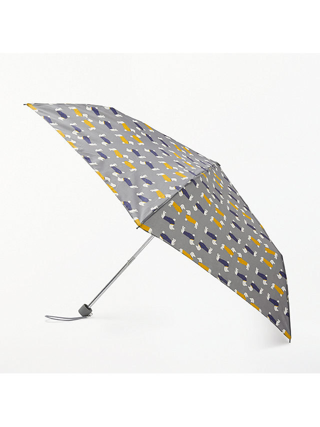 John Lewis & Partners Sausage Dog Print Superslim Umbrella, Grey/Multi