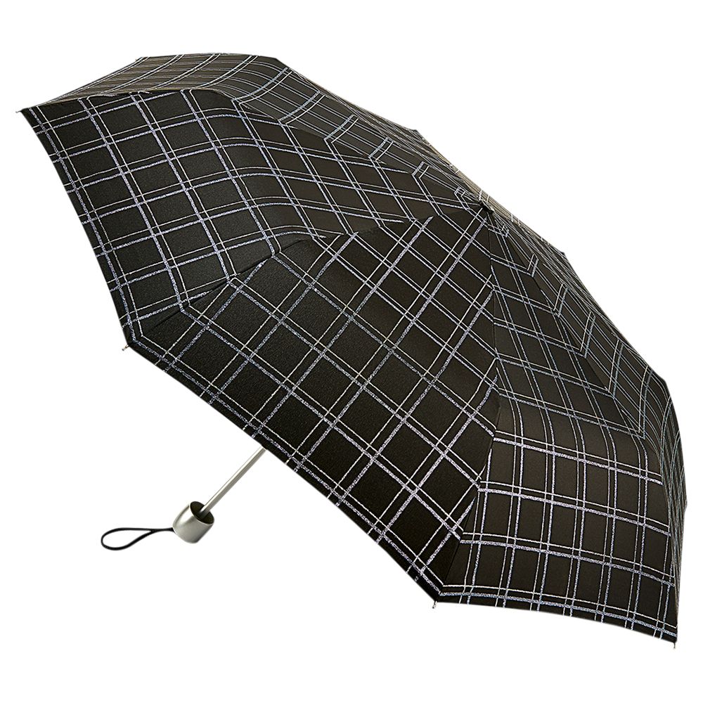 Fulton Minilite Sparkle Check Umbrella, Black