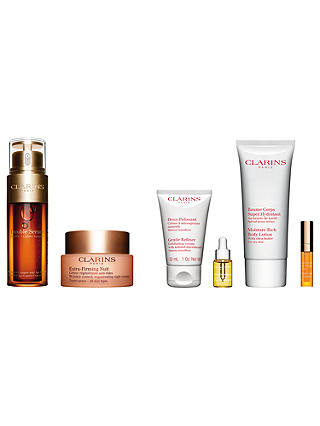 Clarins Double Serum and Extra-Firming Night Cream - All Skin Types with Gift (Bundle)