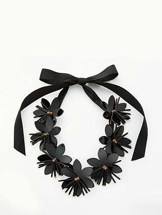 John Lewis & Partners Floral Resin Necklace, Black