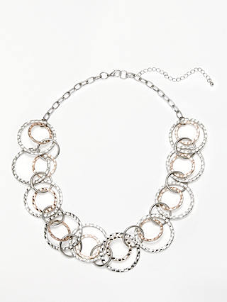 John Lewis & Partners Statement Circles Necklace, Rose Gold/Silver