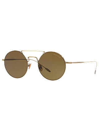 Giorgio Armani AR6072 Men's Frames of Life Round Sunglasses, Gold/Brown