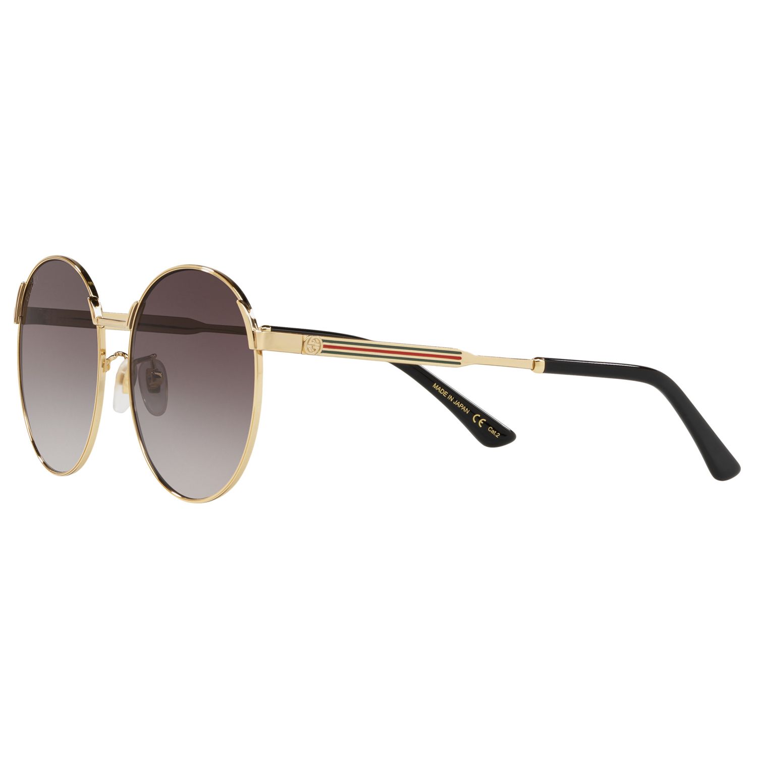 Gucci GG0206SK Oval Sunglasses, Gold/Grey Gradient at John Lewis & Partners