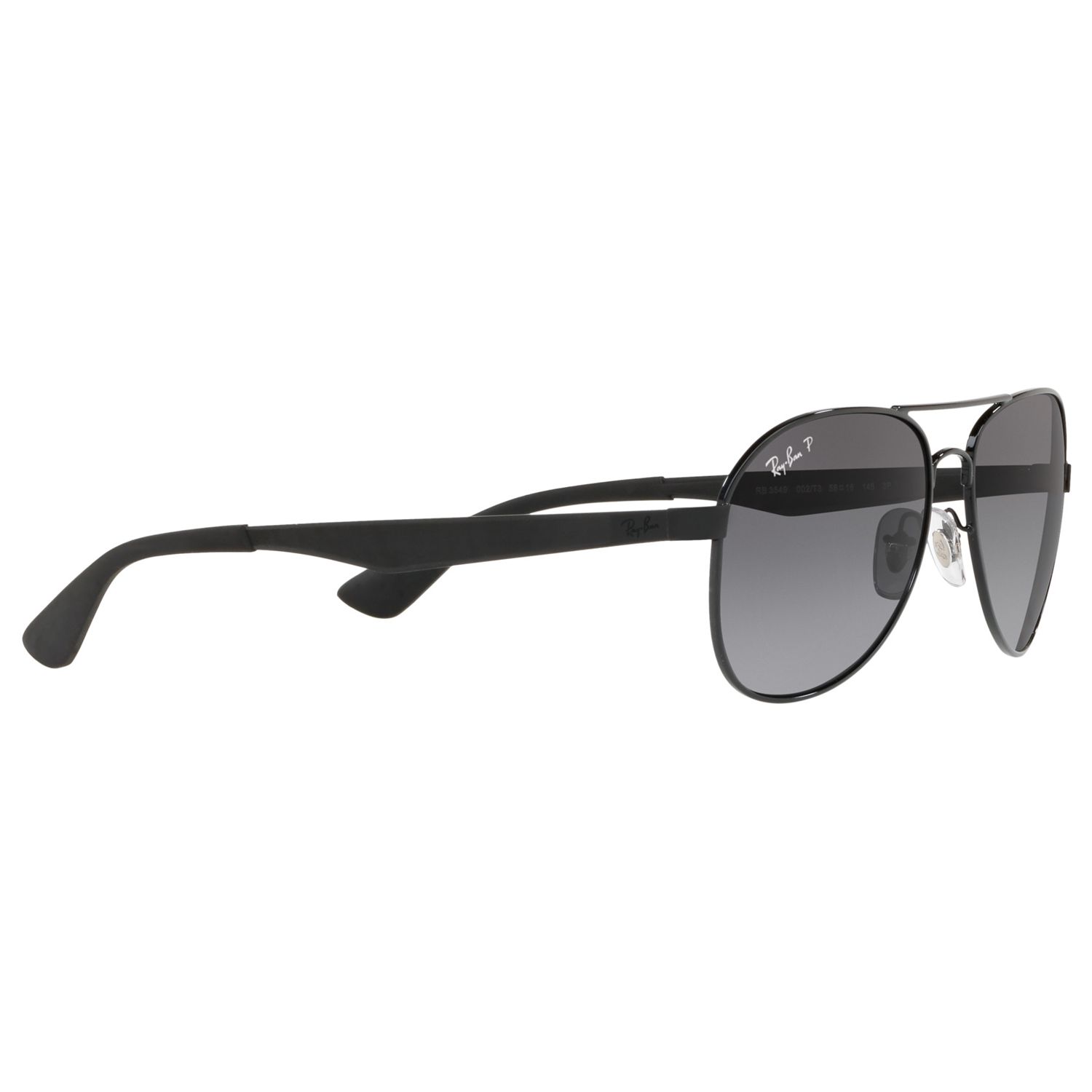 Ray-Ban RB3549 Polarised Aviator Sunglasses, Shiny Black/Grey Gradient at  John Lewis & Partners