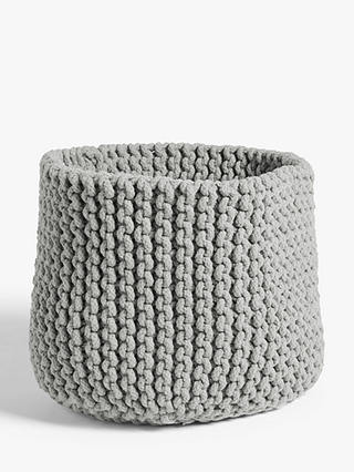 Croft Collection Chunky Knit Storage Basket, Grey