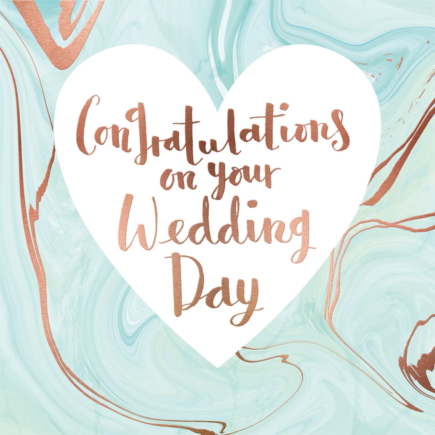 Rachel Ellen Blue Marble Heart Congrats Wedding Card at ...