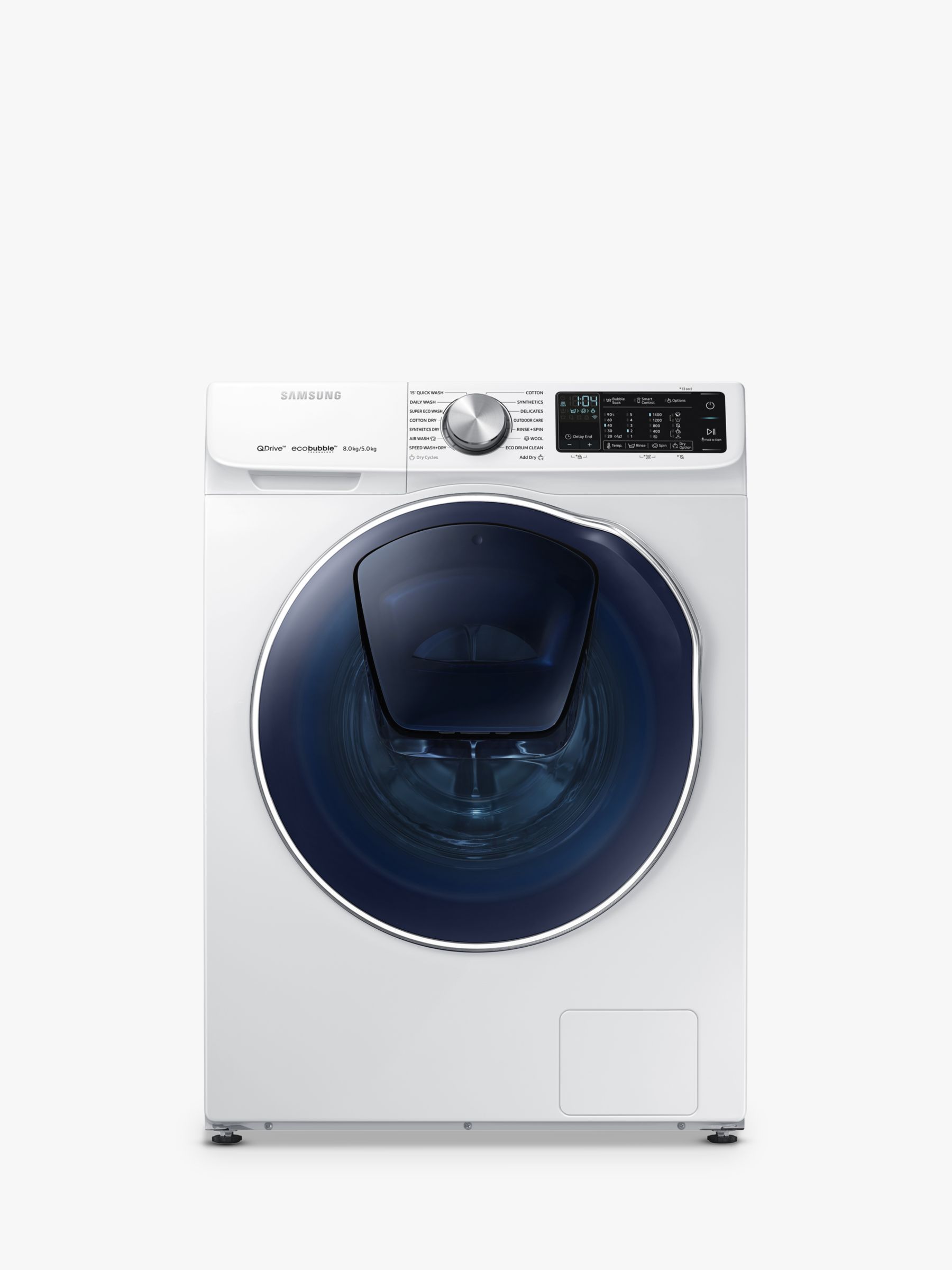 Samsung WD80N645OOW Washer Dryer, 8kg Wash/5kg Dry Load, A Energy Rating, 1400rpm Spin, White