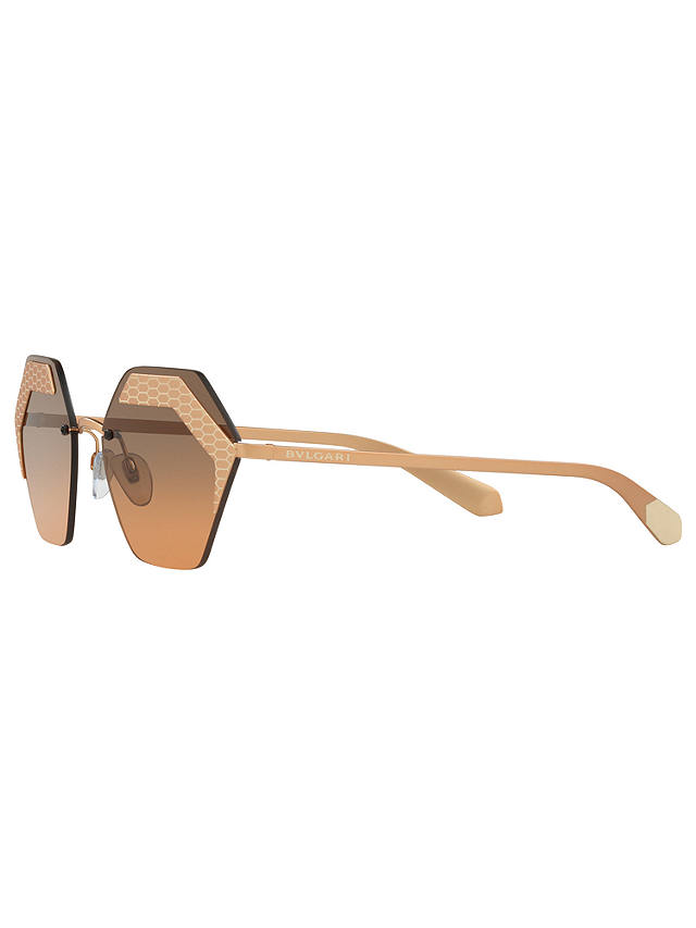 BVLGARI BV6103 Hexagonal Sunglasses, Rose Gold/Grey Gradient