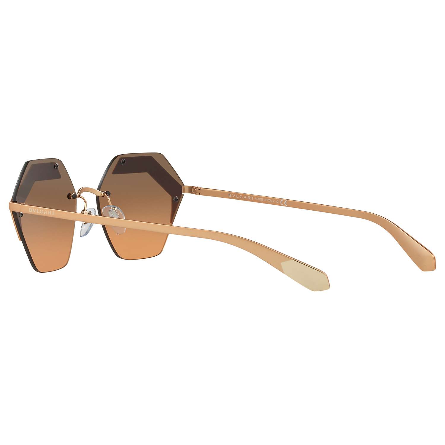 Buy BVLGARI BV6103 Hexagonal Sunglasses, Rose Gold/Grey Gradient Online at johnlewis.com