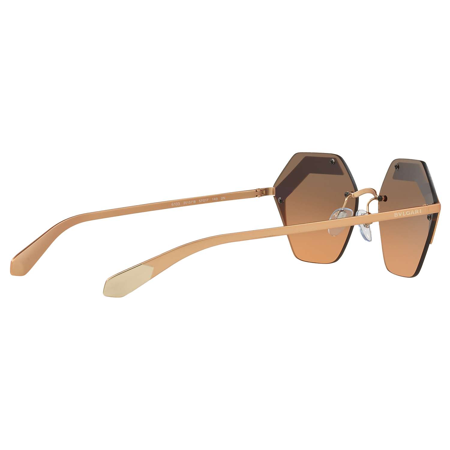 Buy BVLGARI BV6103 Hexagonal Sunglasses, Rose Gold/Grey Gradient Online at johnlewis.com