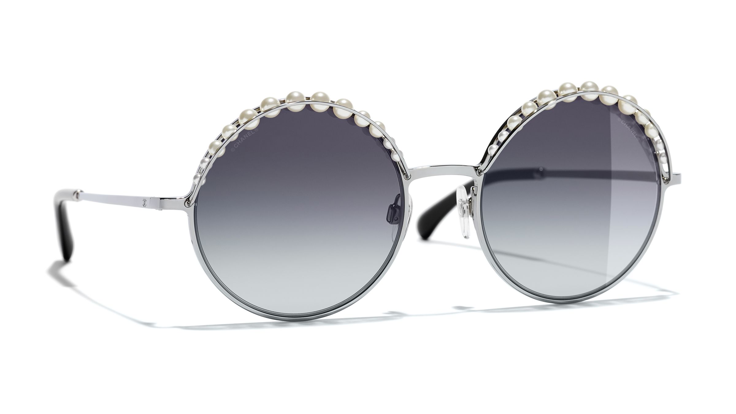 CHANEL Round Sunglasses CH4234H Silver at John Lewis & Partners