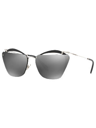 Miu Miu MU54TS Square Sunglasses, Black/Silver