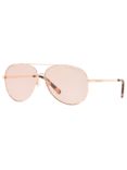 Michael Kors MK5016 Polarised Kendall I Aviator Sunglasses, Gold/Pink