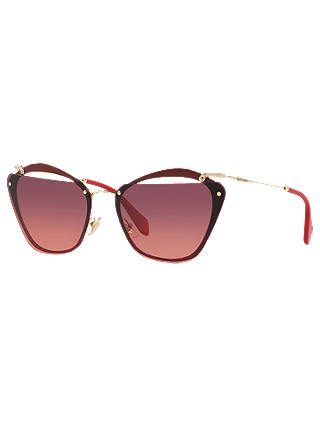 Miu Miu MU54TS Polarised Square Sunglasses, Red/Gold