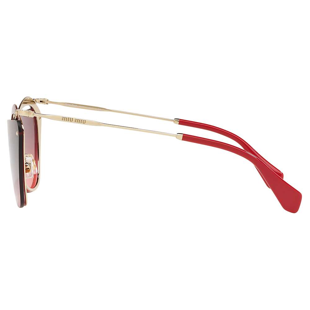 Buy Miu Miu MU54TS Polarised Square Sunglasses, Red/Gold Online at johnlewis.com