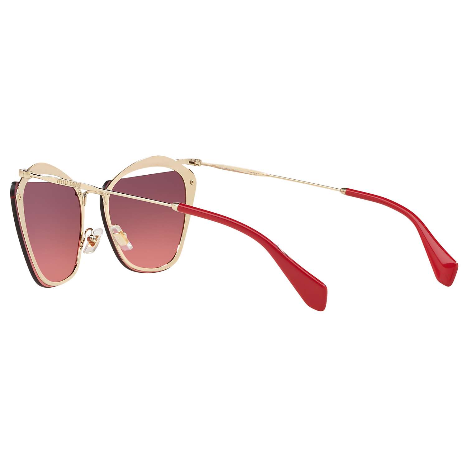 Buy Miu Miu MU54TS Polarised Square Sunglasses, Red/Gold Online at johnlewis.com