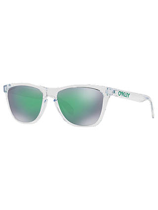 Oakley OO9013 Men's Frogskins Polarised Square Sunglasses, Clear/Green