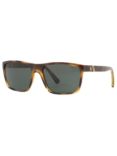 Polo Ralph Lauren PH4133 Men's Polarised Rectangular Sunglasses, Tortoise/Green