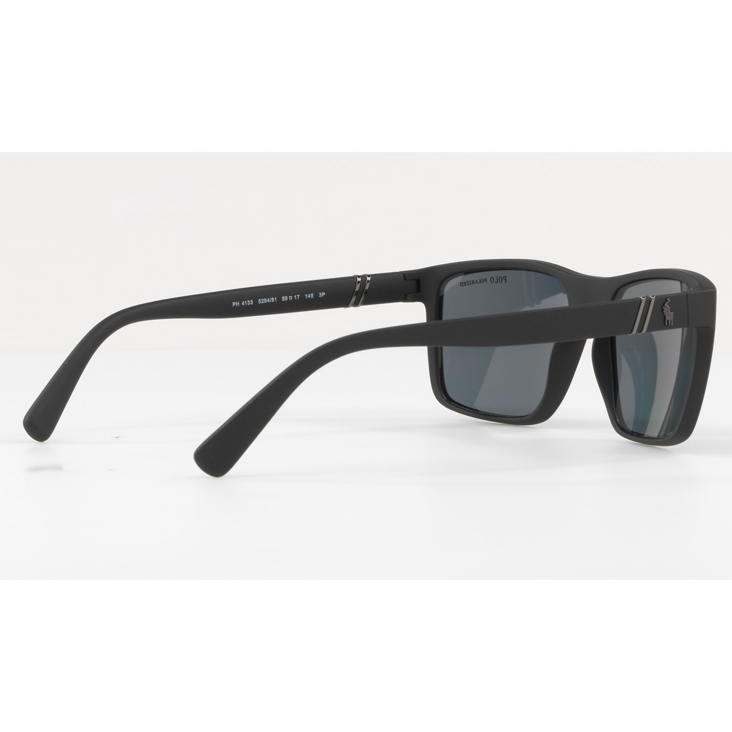 Polo Ralph Lauren PH4133 Men's Polarised Rectangular Sunglasses, Black ...