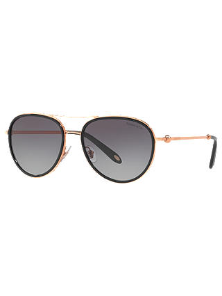 Tiffany & Co TF3059 Women's Aviator Sunglasses, Rose Gold/Grey Gradient