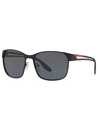 Prada Linea Rossa PS 52TS Men's Square Sunglasses, Black/Grey