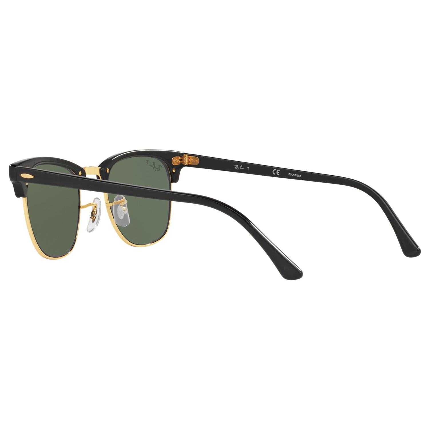 Ray-Ban RB3016 Men's Polarised Clubmaster Sunglasses, Black/Green at ...