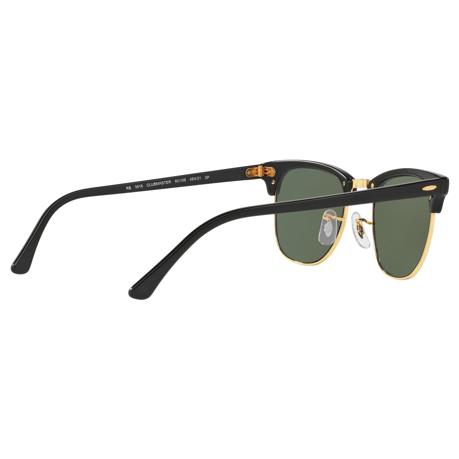 Ray-Ban RB3016 Men's Polarised Clubmaster Sunglasses, Black/Green at ...