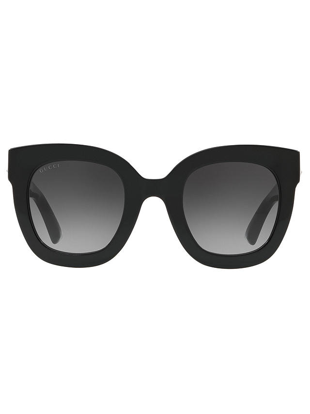 Gucci GG0208S Statement Oval Sunglasses, Shiny Black/Grey Gradient