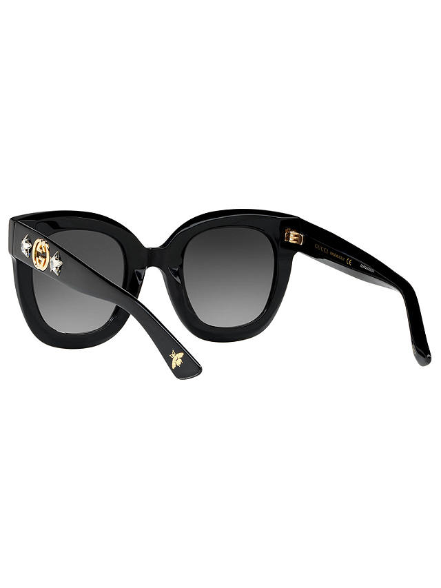 Gucci GG0208S Statement Oval Sunglasses, Shiny Black/Grey Gradient at ...