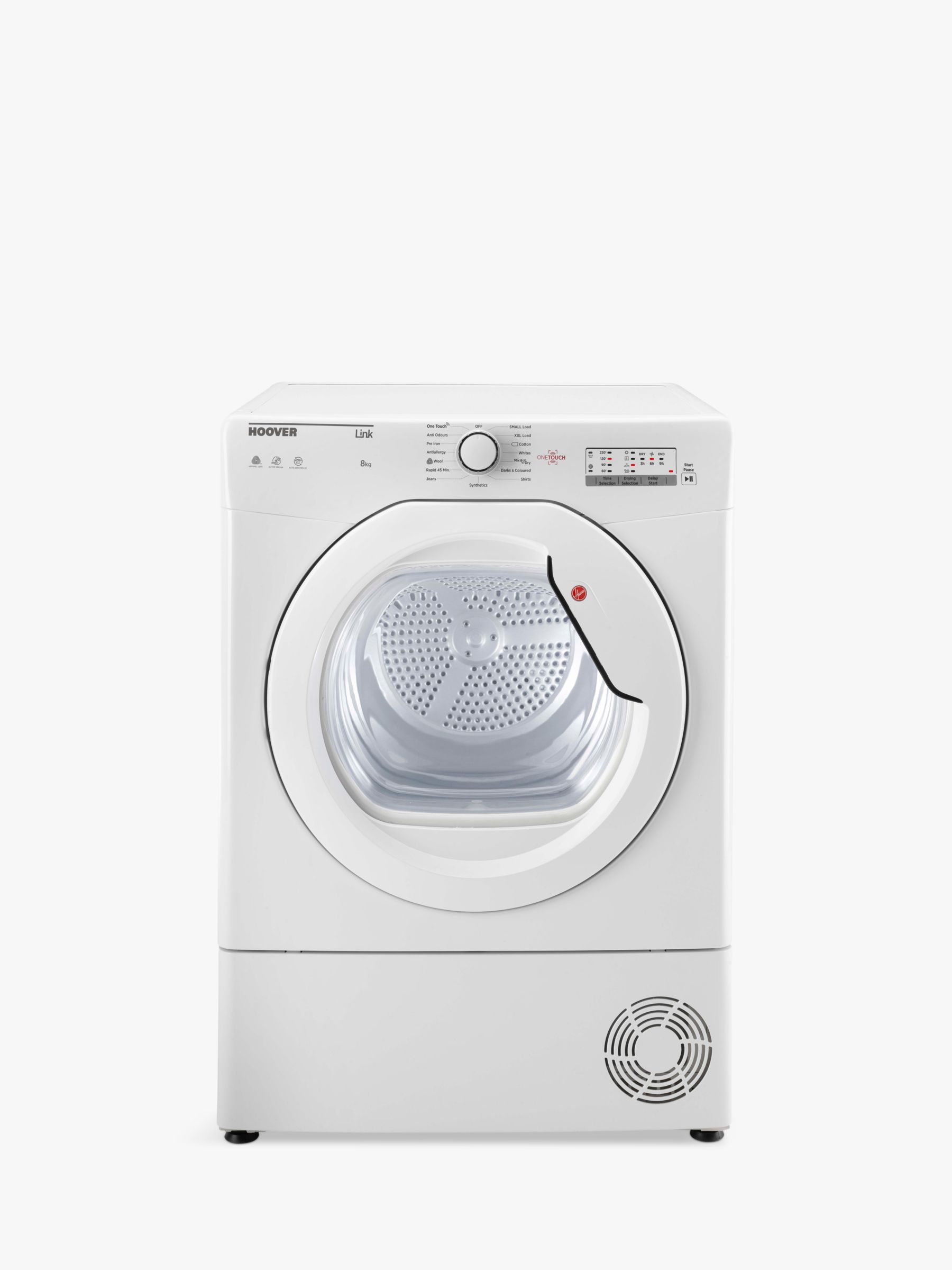 Hoover HLC8LG-80 Freestanding Condenser Tumble Dryer with NFC, 8kg Load, B Energy Rating, White