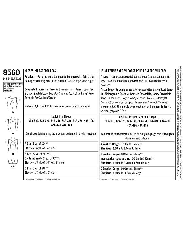 Simplicity Women's Sports Bra Sewing Pattern, 8560, A