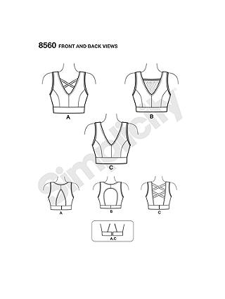 Simplicity Women's Sports Bra Sewing Pattern, 8560, A