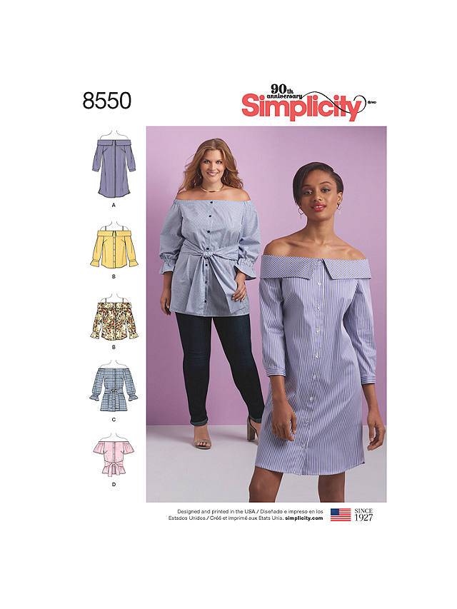 Simplicity Women's Cold Shoulder Shirt And Dress Sewing Pattern, 8550, BB