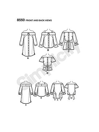 Simplicity Women's Cold Shoulder Shirt And Dress Sewing Pattern, 8550, BB