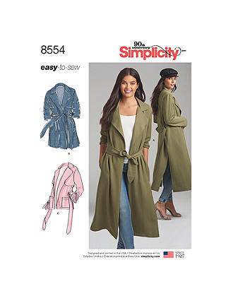 Simplicity Women's Trench Coat and Jacket Sewing Pattern, 8554, R5